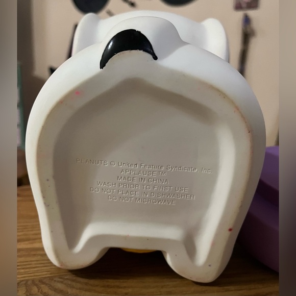 RARE Vtg 80’s Peanuts Snoopy & Woodstock Vinyl Cookie Jar or Dog Treats - Picture 8 of 12